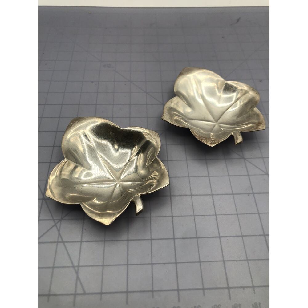 Vintage Tiffany & Co Sterling Silver Maple Leaf Trinket Dish Tray Marked (2 PCs)